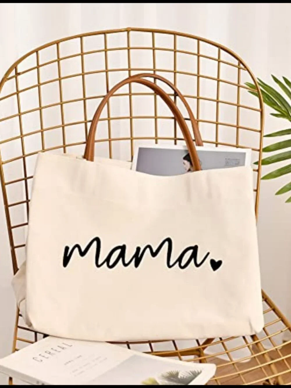 Canvas Mama Tote Bag Mom Life Purse Snap Closure Shoulder Handbag